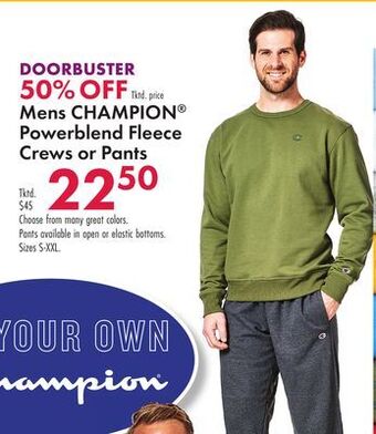 Boscov's Mens champion® powerblend fleece crews or pants offer