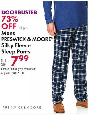 Boscov's Mens preswick & moore® silky fleece sleep pants offer