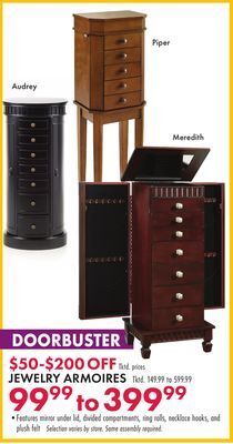 Boscov's Jewelry armoires offer