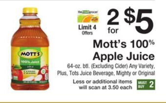 The Fresh Grocer 100% apple juice offer