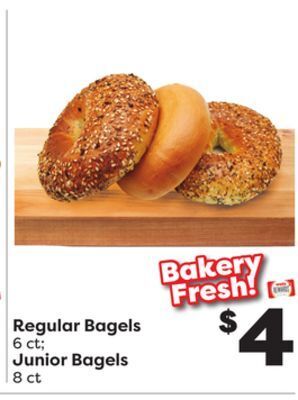 Weis Markets Regular bagels 6 ct junior bagels 8 ct offer