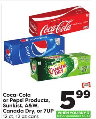 Weis Markets Coca-cola or pepsi products, sunkist, a & w, canada dry, or 7up offer