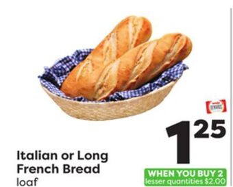 Weis Markets Italian or long french bread offer