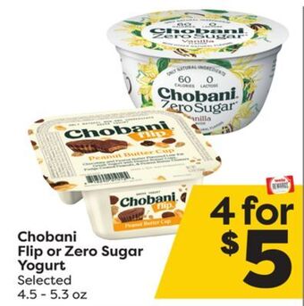 Weis Markets Chobani flip or zero sugar yogurt offer