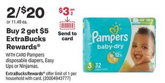 CVS Pampers disposable diapers, easy ups or ninjamas offer