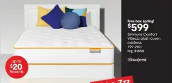 JC Penney Simmons Comfort Vibezzz plush queen mattress offer
