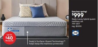 JC Penney Sealy Lacey hybrid queen mattress set offer