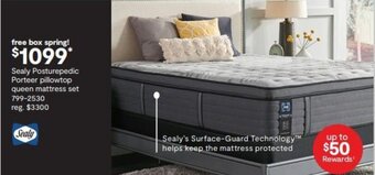 JC Penney Sealy Posturepedic Porteer pillowtop queen mattress set offer