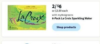 Walgreens 6-Pack La Croix Sparkling Water offer