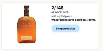Walgreens Woodford Reserve Bourbon, 750 ml. offer
