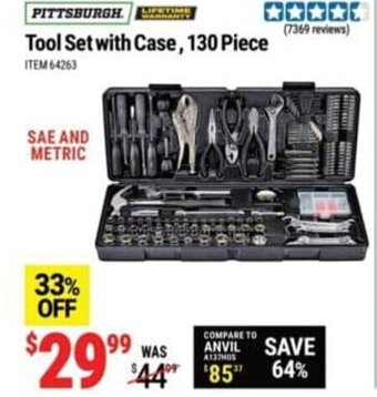 Harbor Freight Tools Pittsburgh Tool Set with Case, 130 Piece offer