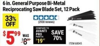 Harbor Freight Tools 6 in. General Purpose Bi-Metal Reciprocating Saw Blade Set , 12 pack offer