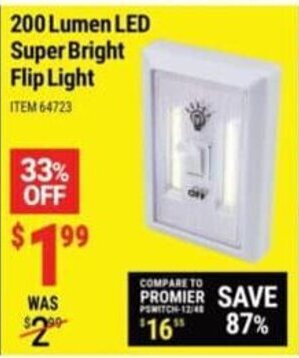 Harbor Freight Tools 200 Lumen LED Super Bright Flip Light offer