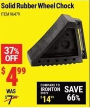 Harbor Freight Tools Solid Rubber Wheel Chock offer