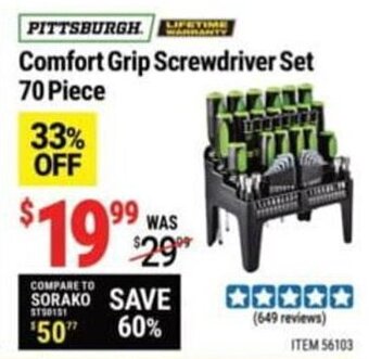 Harbor Freight Tools Pittsburgh Comfort Grip Screwdriver Set 70 Piece offer
