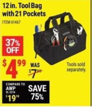 Harbor Freight Tools 12 in. Tool Bag with 21 Pockets offer