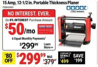 Harbor Freight Tools 15 Amp, 12-1/2 in. Portable Thickness Planer offer