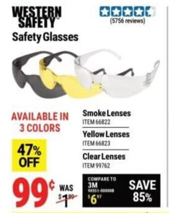Harbor Freight Tools Safety Glasses offer