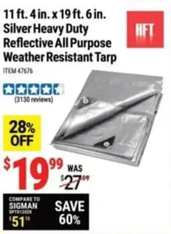 Harbor Freight Tools 11 ft. 4 in. x 19 ft. 6 in. Silver Heavy Duty Reflective All Purpose Weather Resistant Tarp offer
