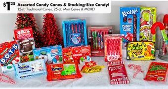 Dollar Tree Assorted candy canes & stocking-size candy! offer