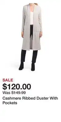 Cashmere ribbed duster with pockets