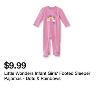 Kmart Little wonders infant girls' footed sleeper pajamas - dots & rainbows offer