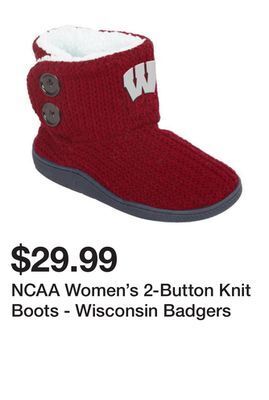 Kmart Ncaa women's 2-button knit boots - wisconsin badgers offer