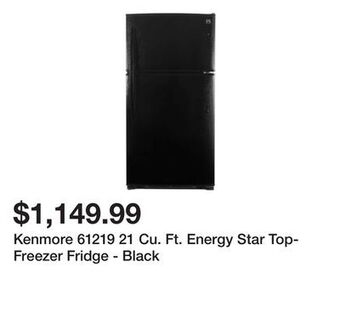 Kmart Kenmore 61219 21 cu. ft. energy star top-freezer fridge - black offer