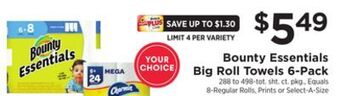 ShopRite Essentials big roll towels 6-pack offer