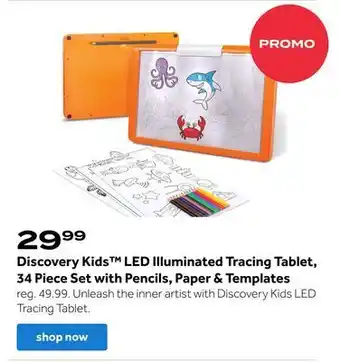 Bed Bath & Beyond Discovery kids™ led illuminated tracing tablet, 34 piece set with pencils, paper & templates offer