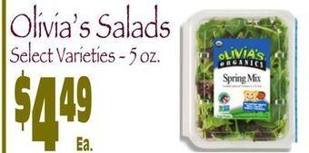 Wild By Nature Olivia's salads offer