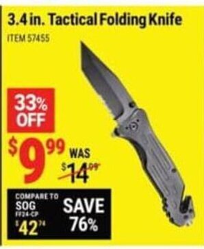Harbor Freight Tools 3.4 in. Tactical Folding Knife offer