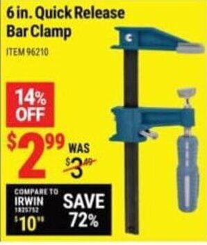 Harbor Freight Tools 6 in. Quick Release Bar Clamp offer