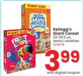 Albertsons Kellogg's Giant Cereal offer