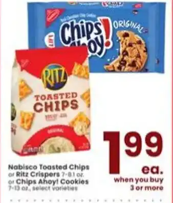 Albertsons Nabisco Toasted Chips or Ritz Crispers or Chips Ahoy! Cookies offer