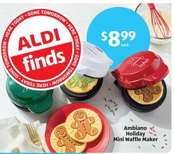 Aldi Ambiano Holiday Mini Waffle Maker offer