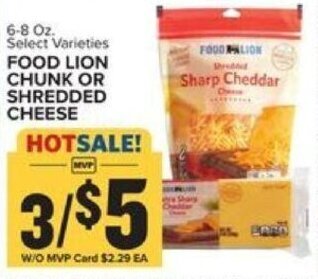 Food Lion Food Lion Chunk or Shredded Cheese offer