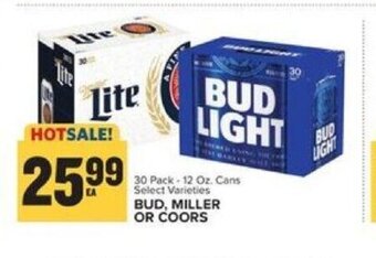 Food Lion Bud, Miller or Coors 30 Pack-12 oz. cans offer