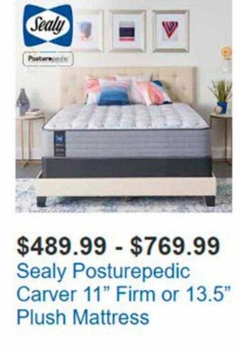 Costco Sealy Posturepedic Carver 11" Firm or 13.5" Plush Mattress offer