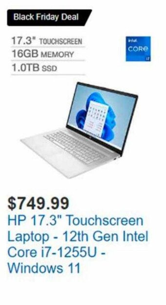 Costco HP 17.3" Touchscreen Laptop-12th Gen Intel Core i7-1255U-Windows 11 offer
