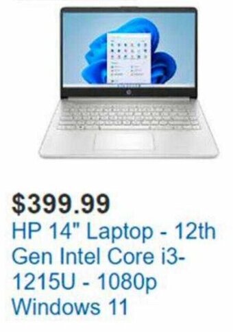 Costco HP 14" Laptop-12th Gen Intel Core i3-1215U-1080p Windows 11 offer