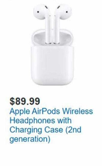 Costco Apple Airpods Wireless Headphones with Charging Case ( 2nd generation) offer