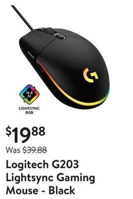 Walmart Logitech g203 lightsync gaming mouse - black offer