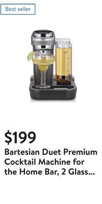 Walmart Bartesian duet premium cocktail machine for the home bar, 2 glass spirit bottles offer