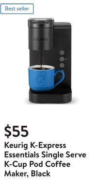 Walmart Keurig k-express essentials single serve k-cup pod coffee maker, black offer