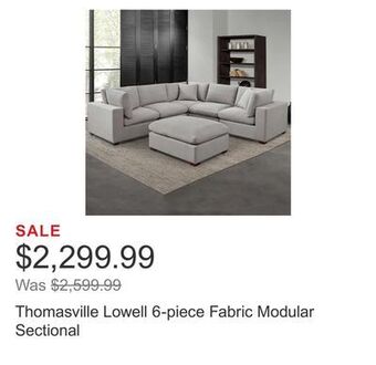 Costco Thomasville lowell 6-piece fabric modular sectional offer