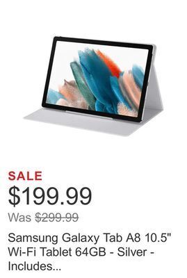 Costco Samsung galaxy tab a8 10.5" wi-fi tablet 64gb - silver - includes book cover offer