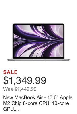 Costco New macbook air - 13.6" apple m2 chip 8-core cpu, 10-core gpu, 512gb ssd offer