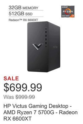 Costco Hp victus gaming desktop - amd ryzen 7 5700g - radeon rx 6600xt offer