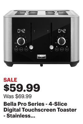 Best Buy Bella pro series - 4-slice digital touchscreen toaster - stainless steel offer